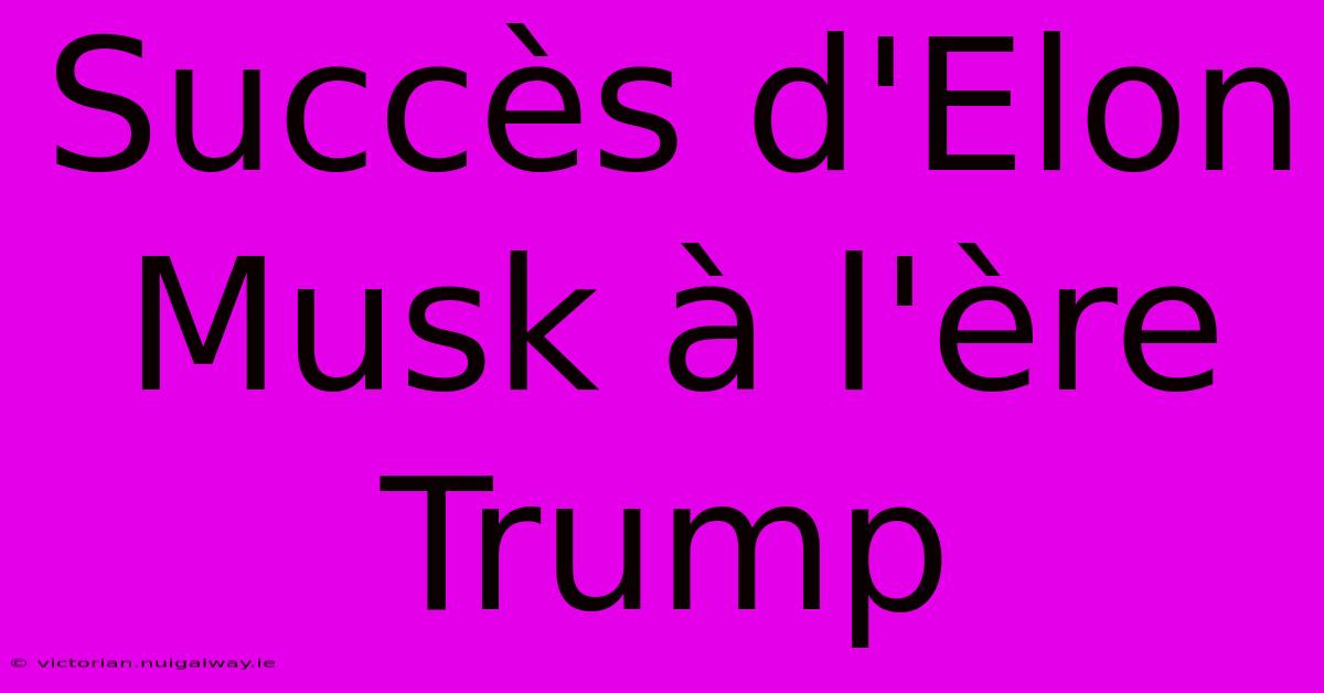 Succès D'Elon Musk À L'ère Trump