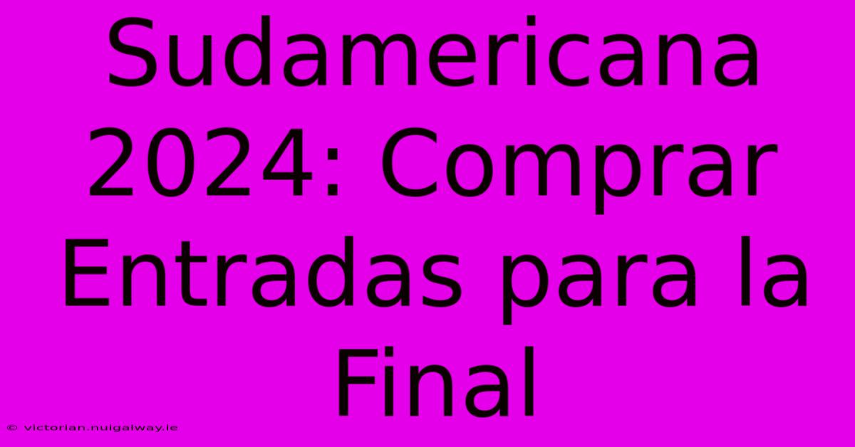 Sudamericana 2024: Comprar Entradas Para La Final