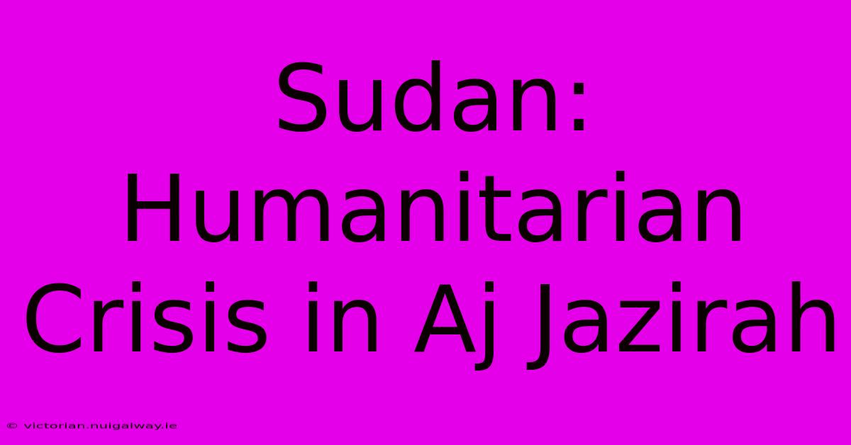 Sudan: Humanitarian Crisis In Aj Jazirah 