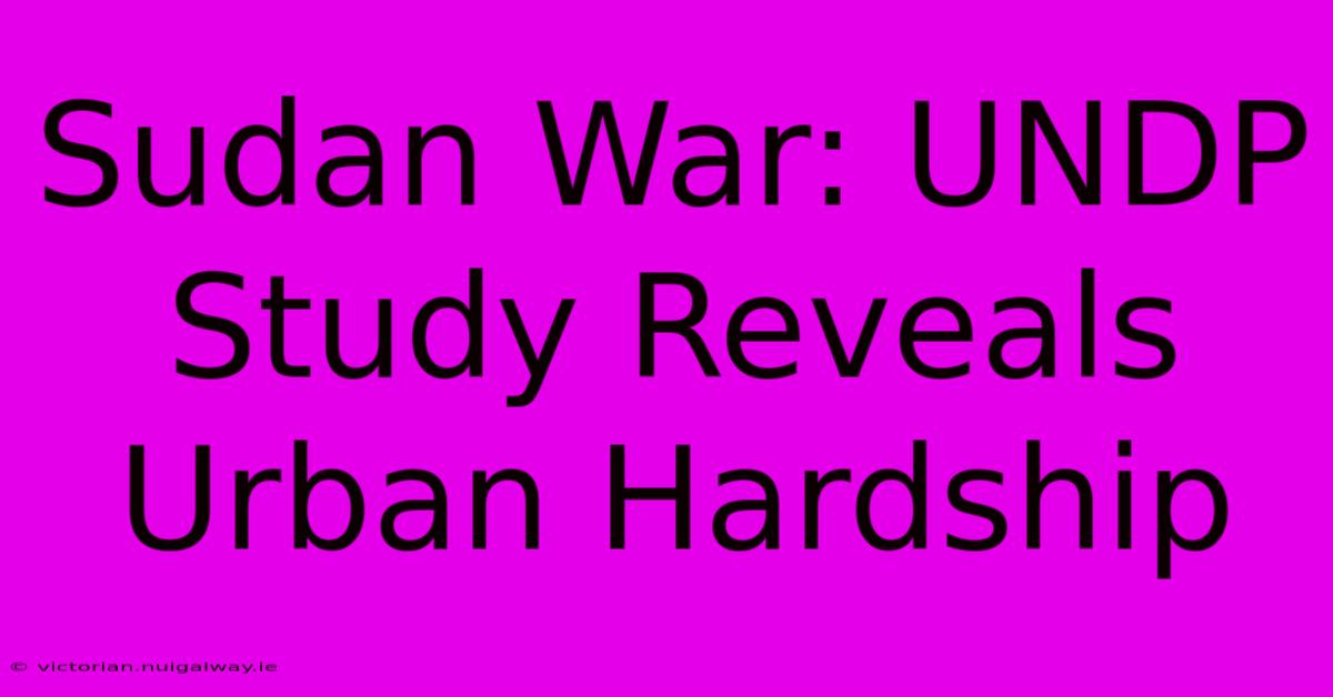 Sudan War: UNDP Study Reveals Urban Hardship