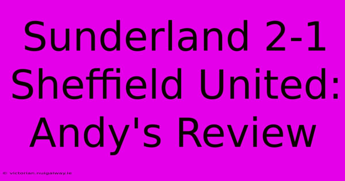 Sunderland 2-1 Sheffield United: Andy's Review