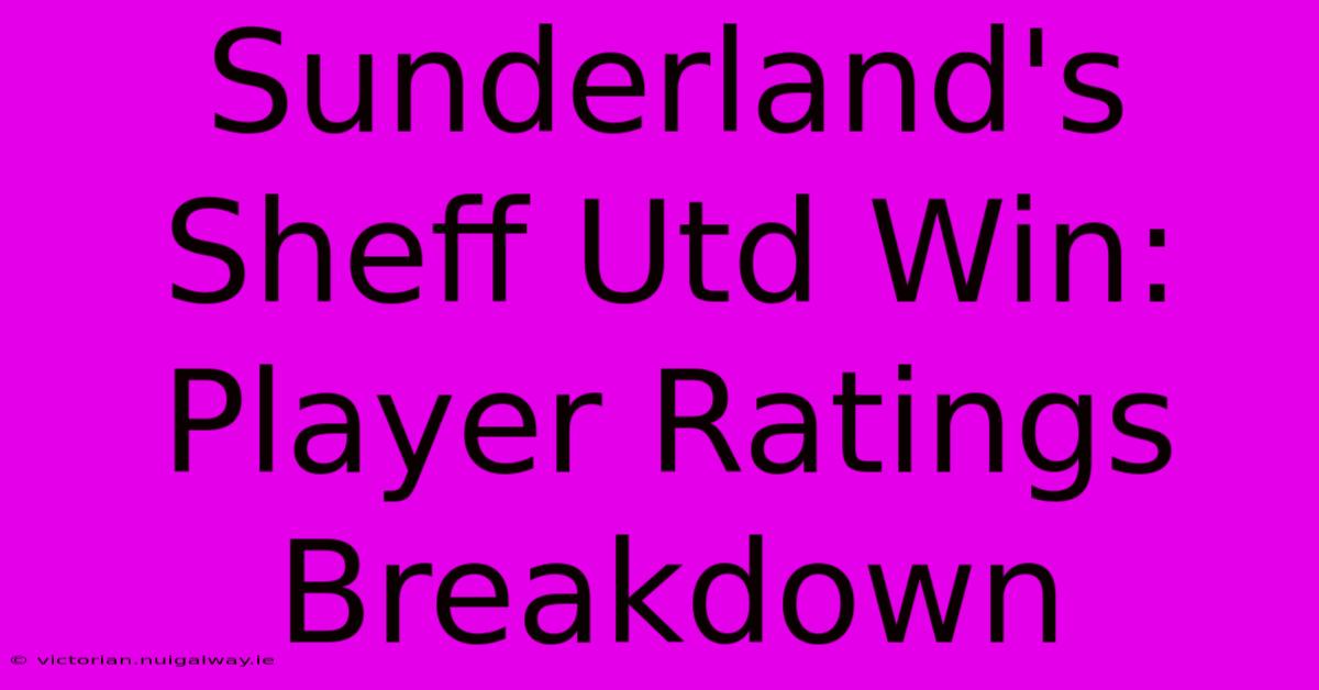 Sunderland's Sheff Utd Win: Player Ratings Breakdown