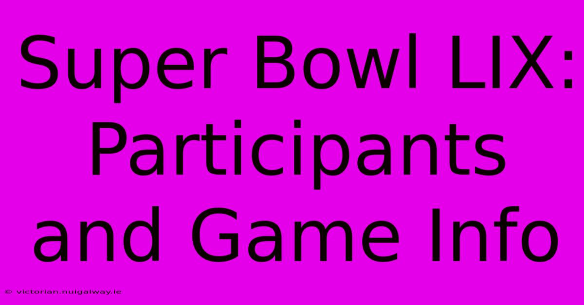 Super Bowl LIX: Participants And Game Info