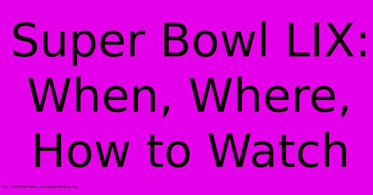 Super Bowl LIX: When, Where, How To Watch