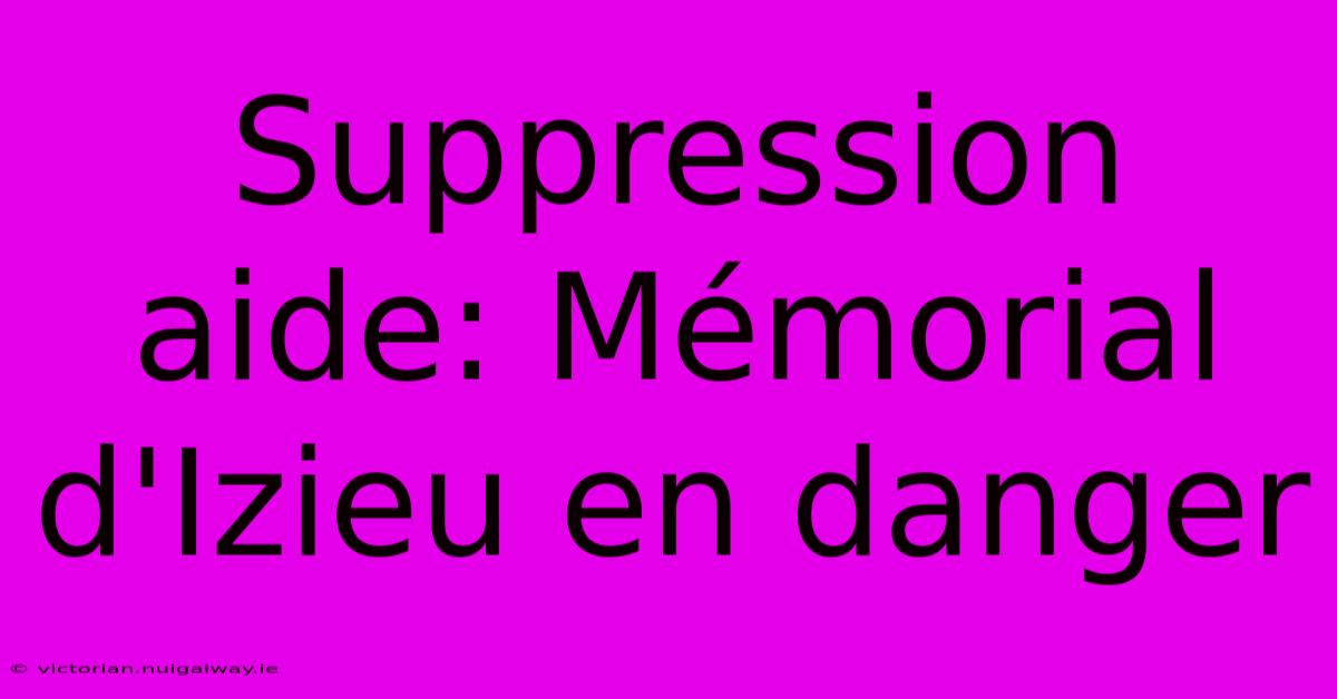 Suppression Aide: Mémorial D'Izieu En Danger