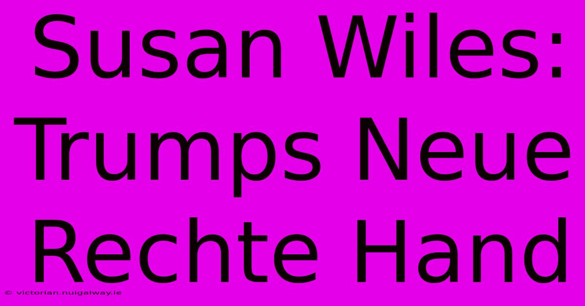 Susan Wiles: Trumps Neue Rechte Hand 