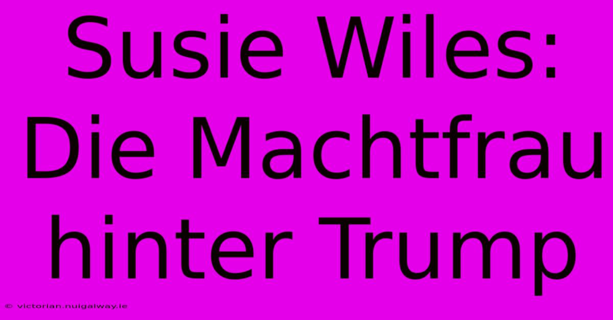 Susie Wiles: Die Machtfrau Hinter Trump