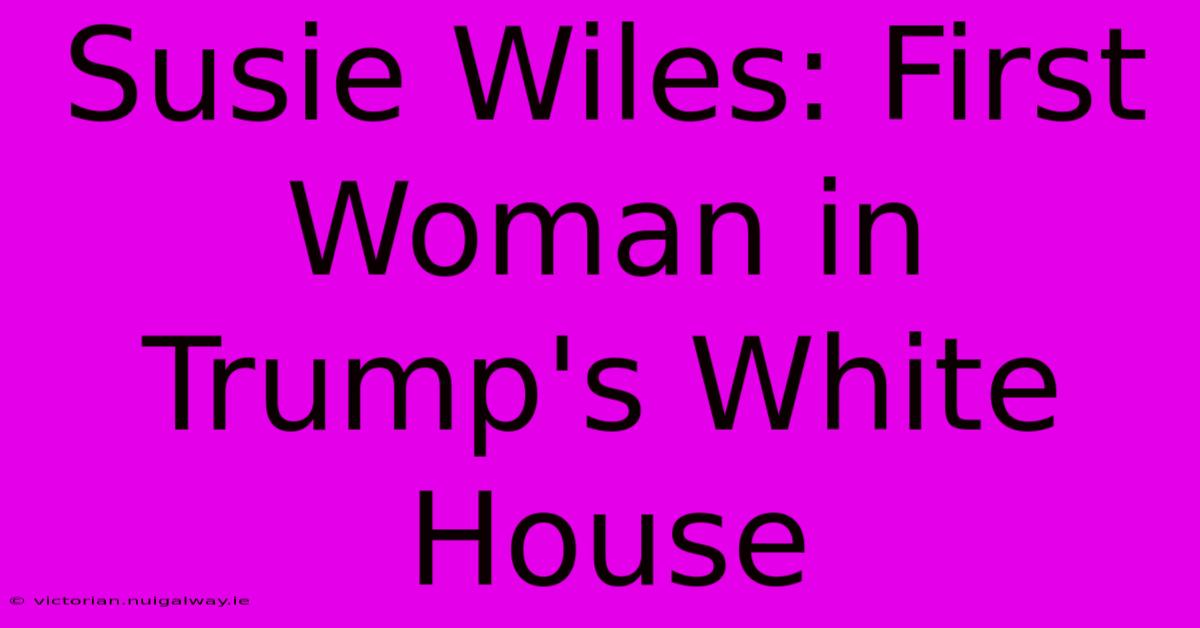 Susie Wiles: First Woman In Trump's White House