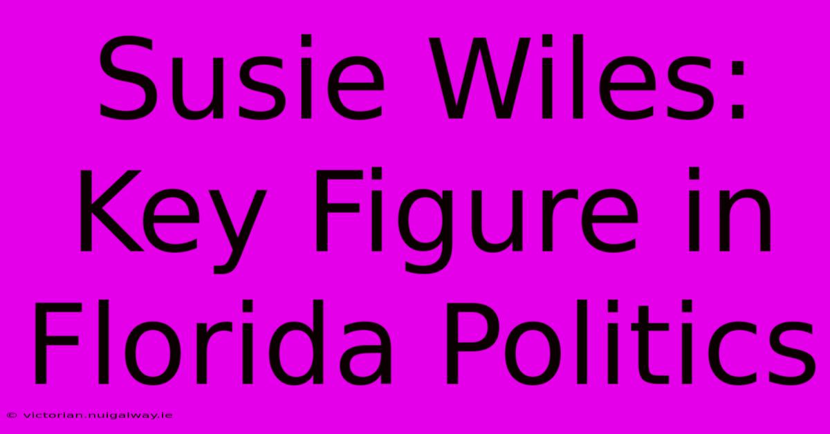 Susie Wiles: Key Figure In Florida Politics 