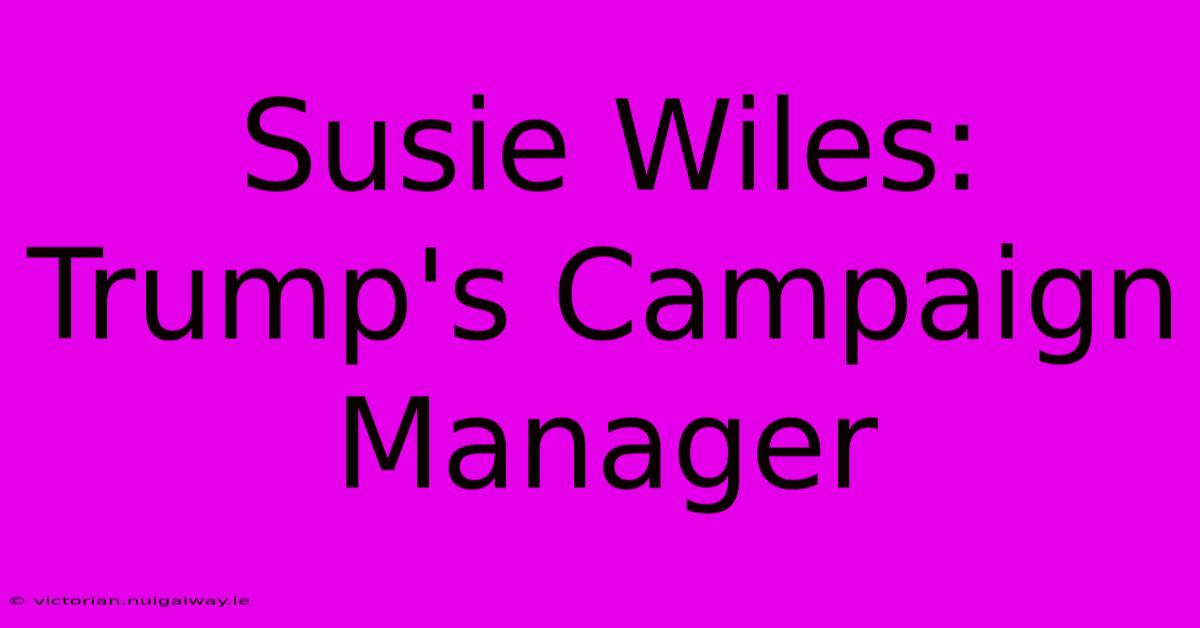 Susie Wiles: Trump's Campaign Manager