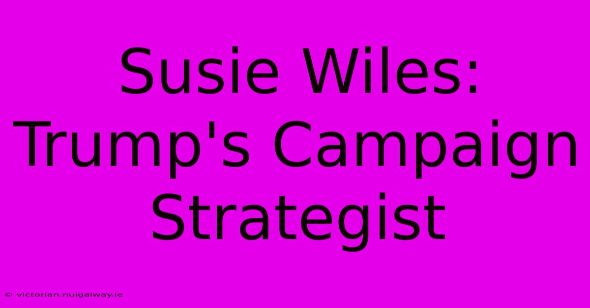 Susie Wiles: Trump's Campaign Strategist