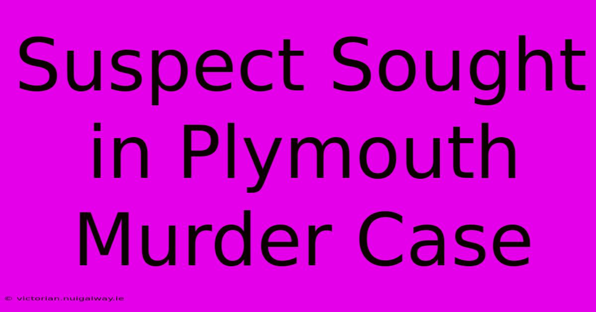 Suspect Sought In Plymouth Murder Case