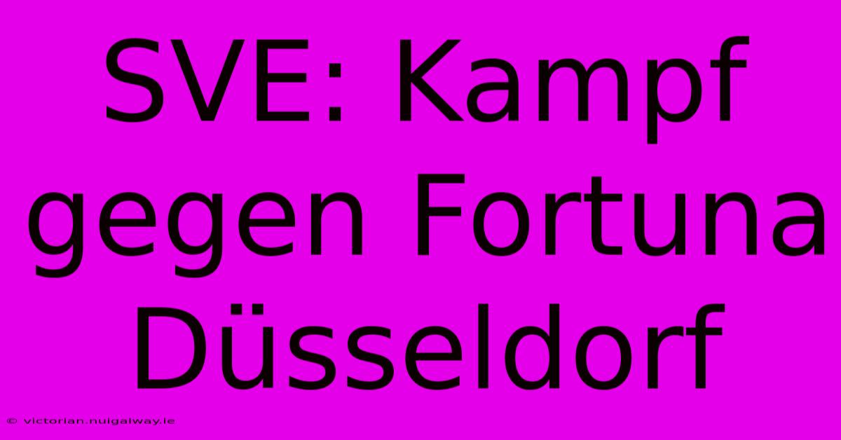 SVE: Kampf Gegen Fortuna Düsseldorf