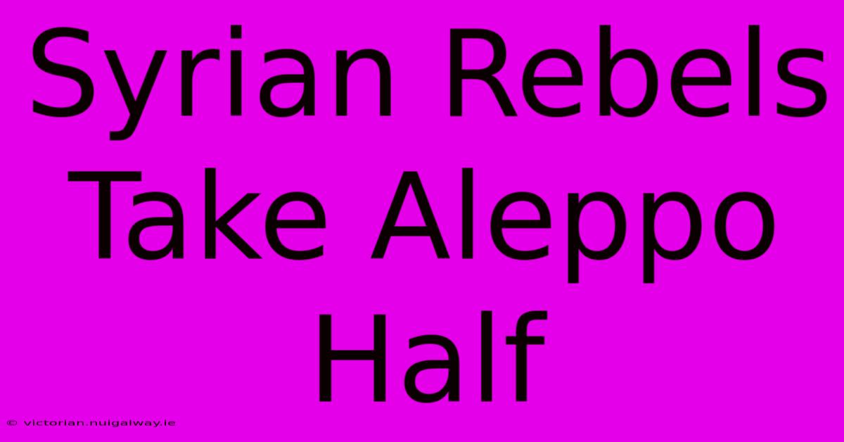 Syrian Rebels Take Aleppo Half