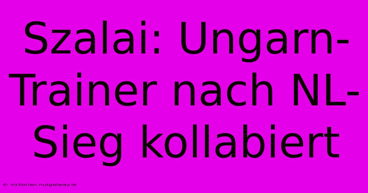 Szalai: Ungarn-Trainer Nach NL-Sieg Kollabiert