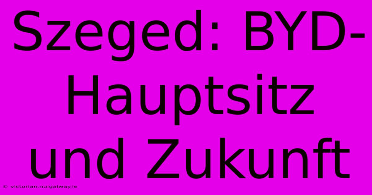 Szeged: BYD-Hauptsitz Und Zukunft 