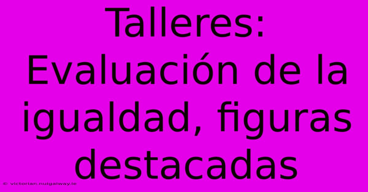 Talleres: Evaluación De La Igualdad, Figuras Destacadas