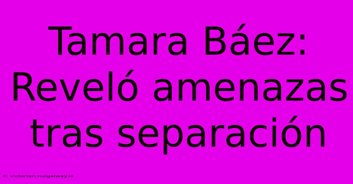 Tamara Báez: Reveló Amenazas Tras Separación 