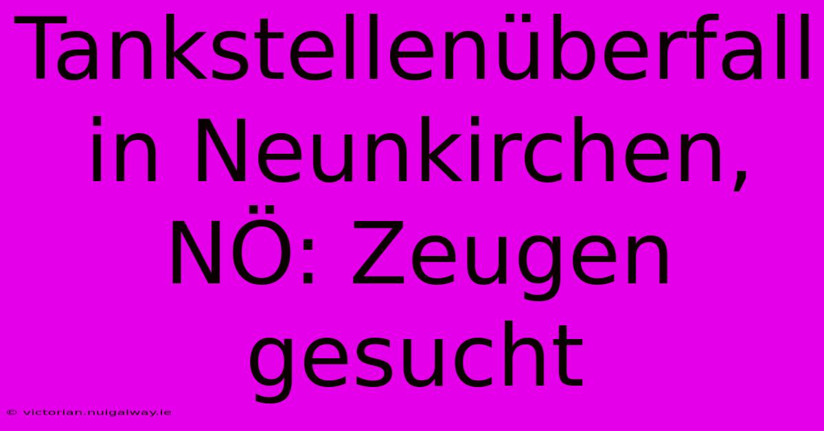 Tankstellenüberfall In Neunkirchen, NÖ: Zeugen Gesucht 