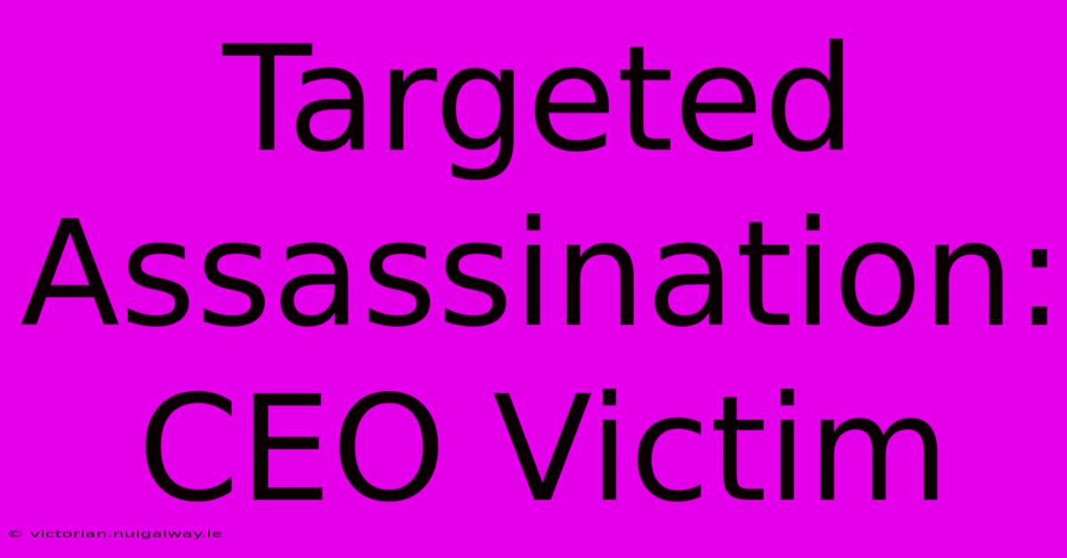 Targeted Assassination: CEO Victim