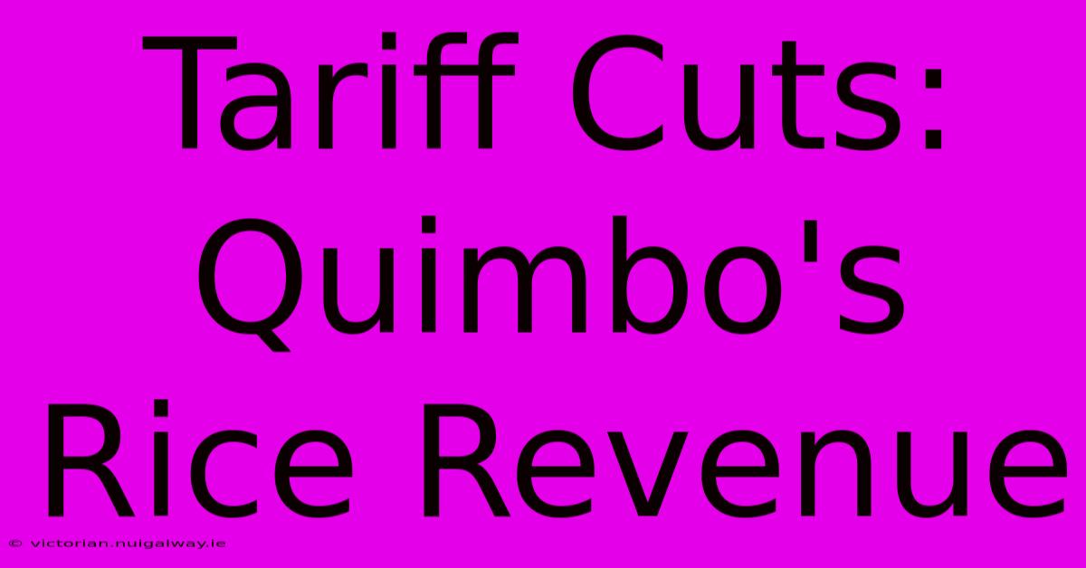 Tariff Cuts: Quimbo's Rice Revenue