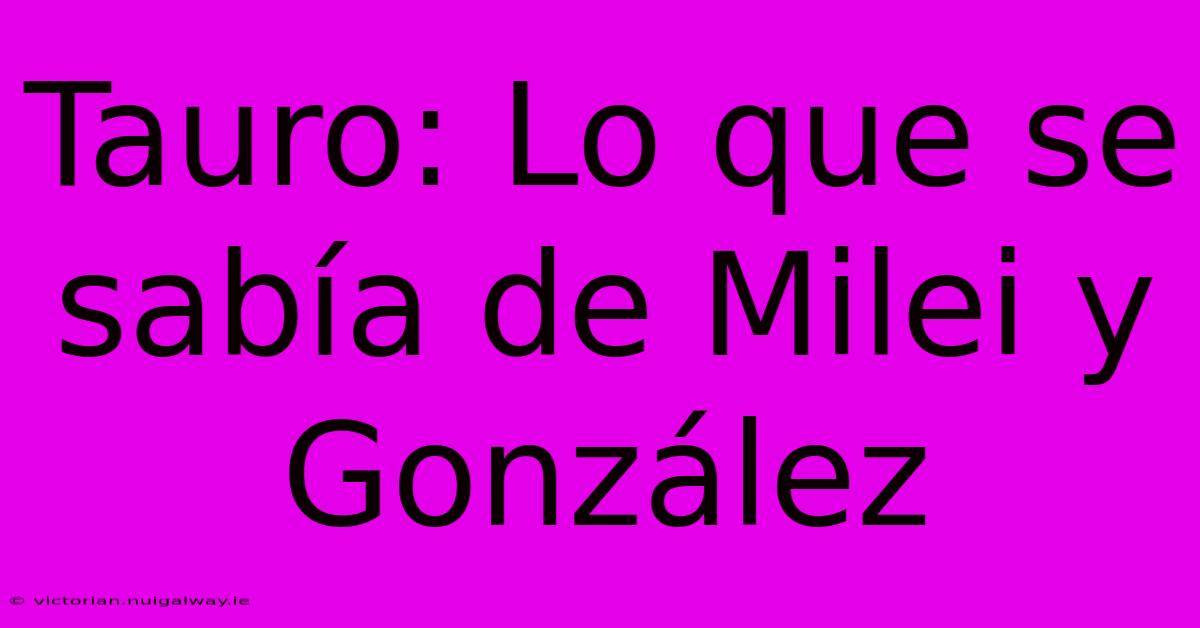 Tauro: Lo Que Se Sabía De Milei Y González