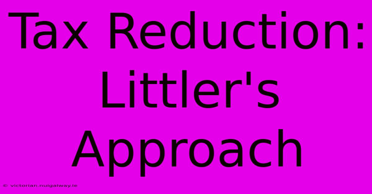 Tax Reduction: Littler's Approach