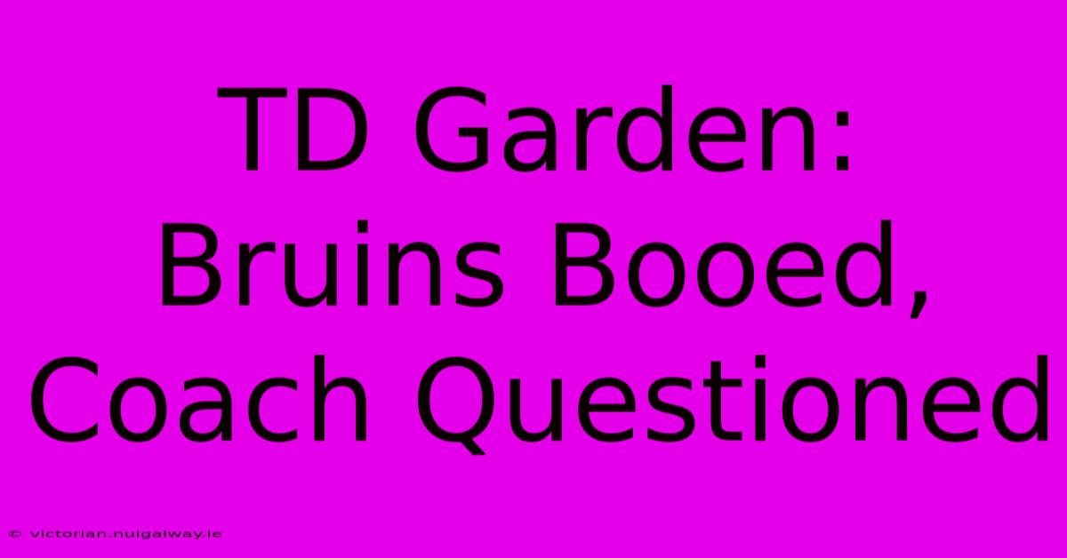 TD Garden: Bruins Booed, Coach Questioned