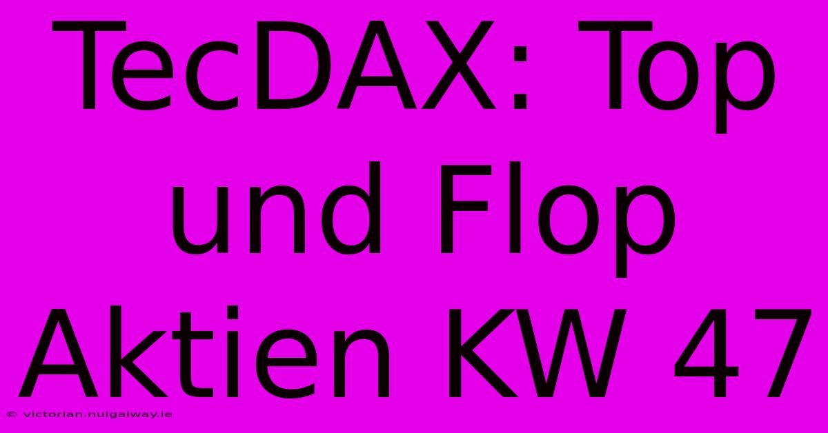 TecDAX: Top Und Flop Aktien KW 47