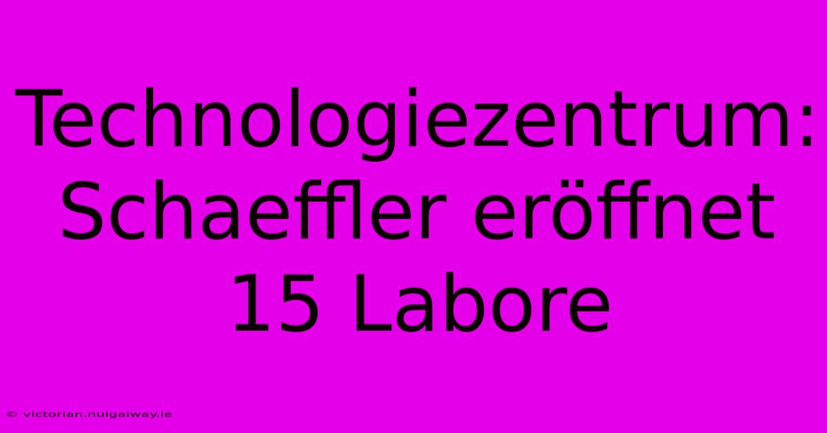 Technologiezentrum: Schaeffler Eröffnet 15 Labore 