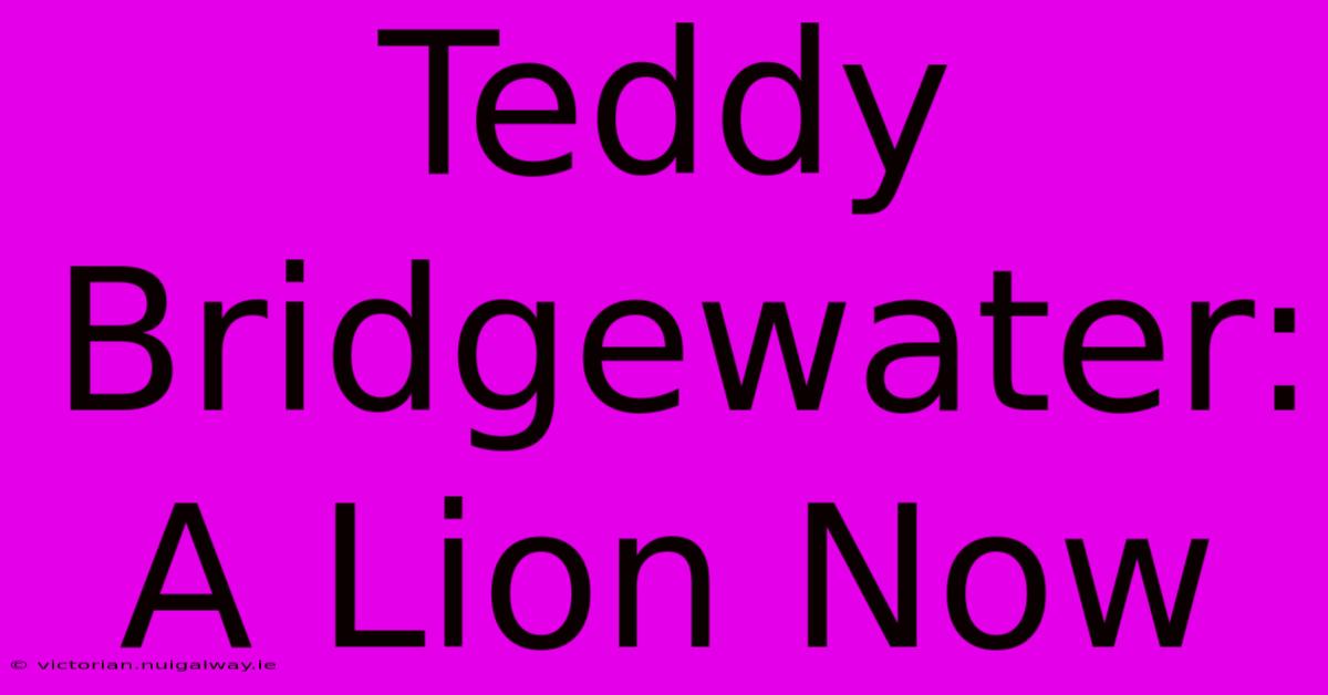 Teddy Bridgewater: A Lion Now