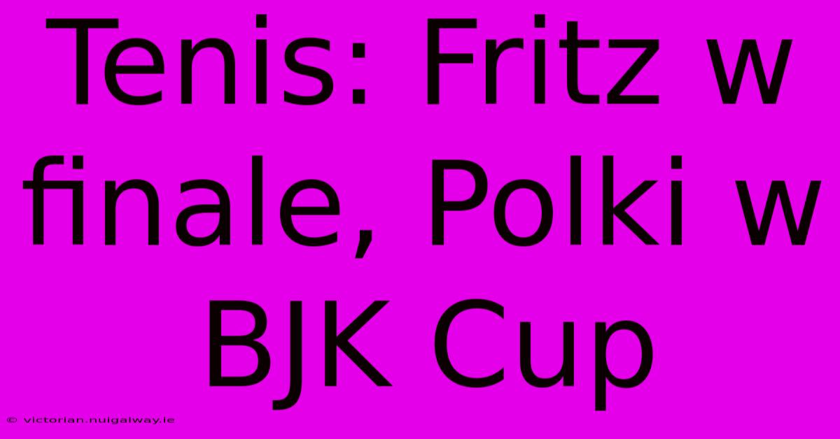 Tenis: Fritz W Finale, Polki W BJK Cup