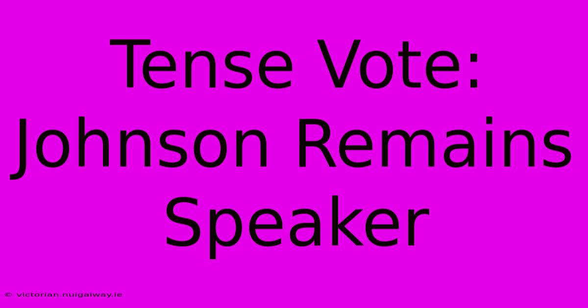 Tense Vote: Johnson Remains Speaker