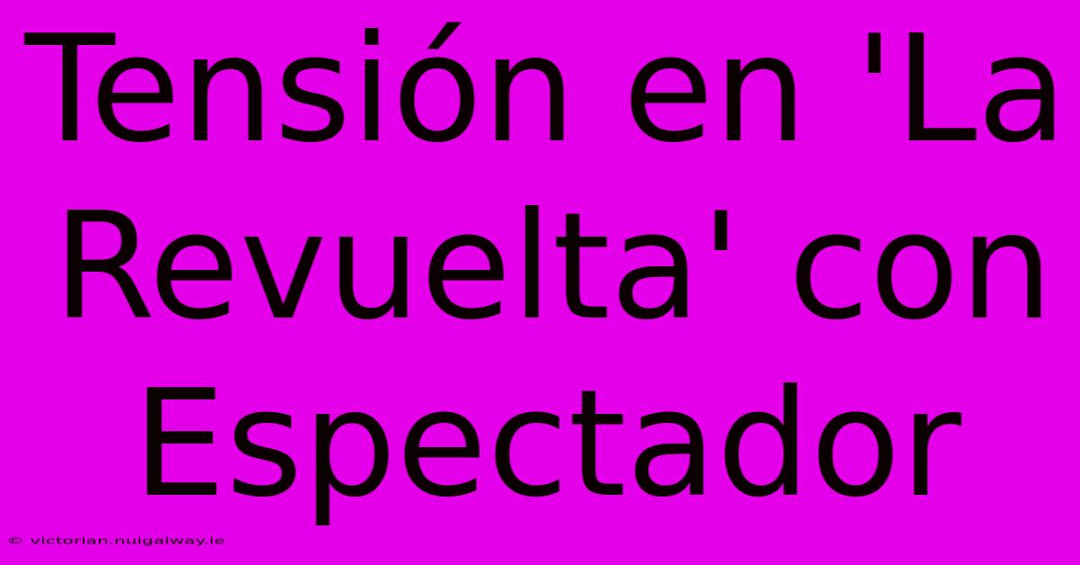 Tensión En 'La Revuelta' Con Espectador 