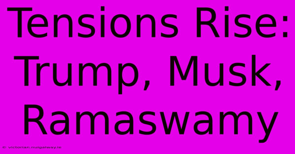 Tensions Rise: Trump, Musk, Ramaswamy