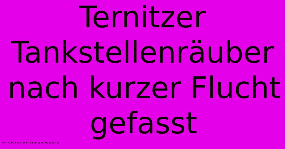 Ternitzer Tankstellenräuber Nach Kurzer Flucht Gefasst