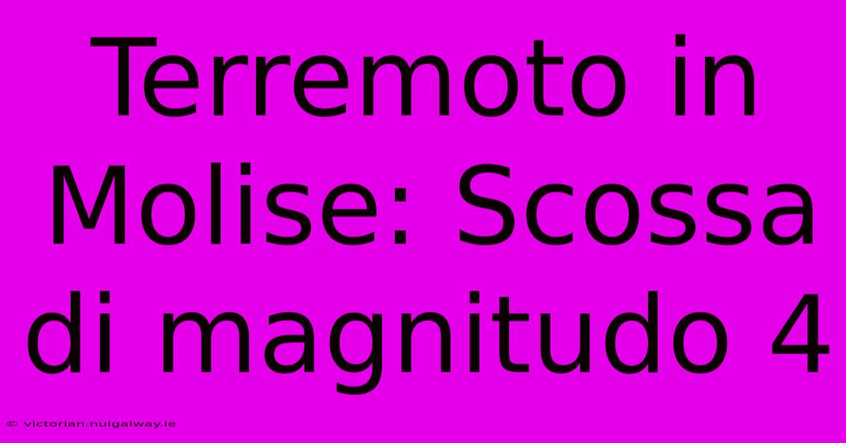 Terremoto In Molise: Scossa Di Magnitudo 4