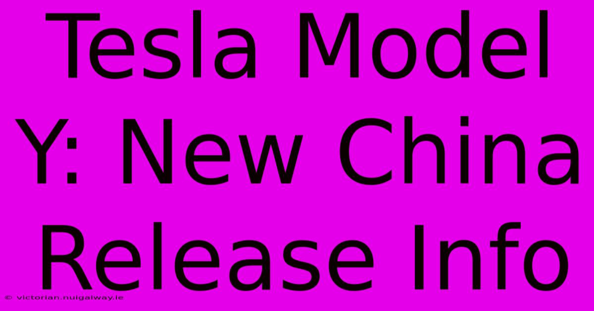 Tesla Model Y: New China Release Info