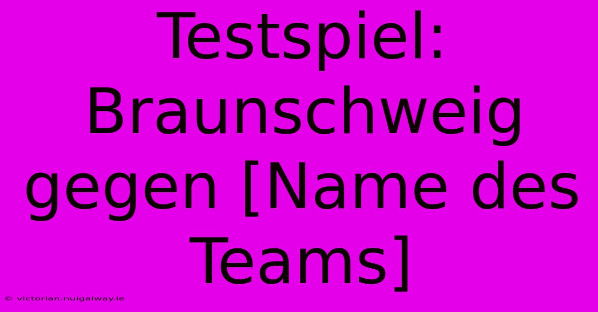 Testspiel: Braunschweig Gegen [Name Des Teams]