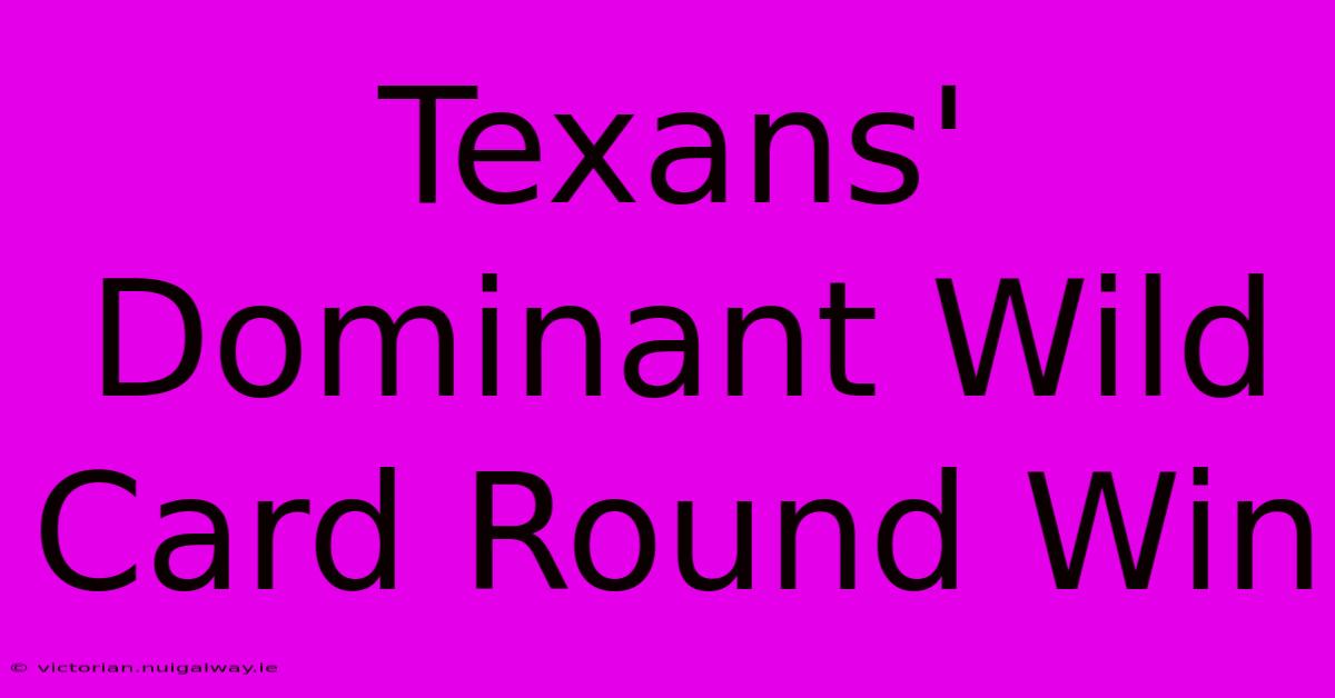 Texans' Dominant Wild Card Round Win