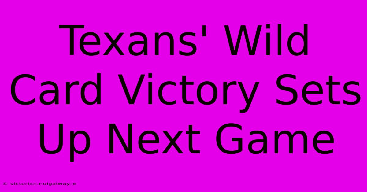 Texans' Wild Card Victory Sets Up Next Game