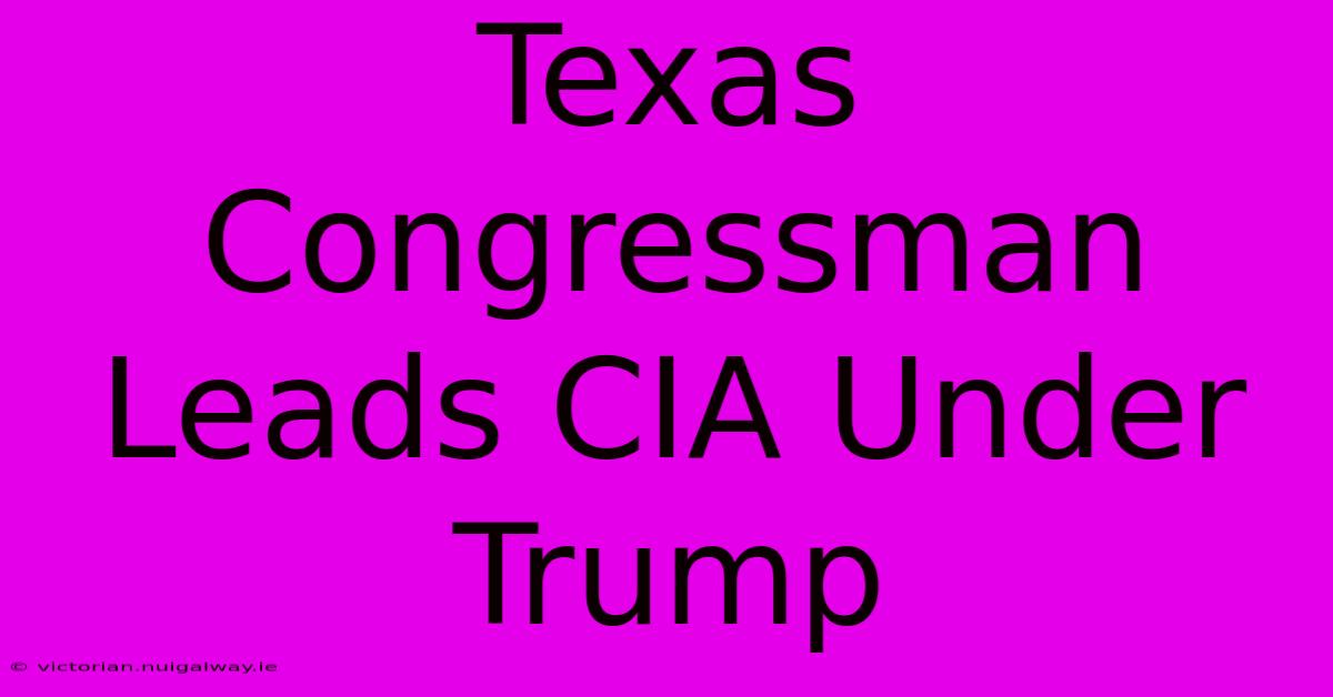 Texas Congressman Leads CIA Under Trump