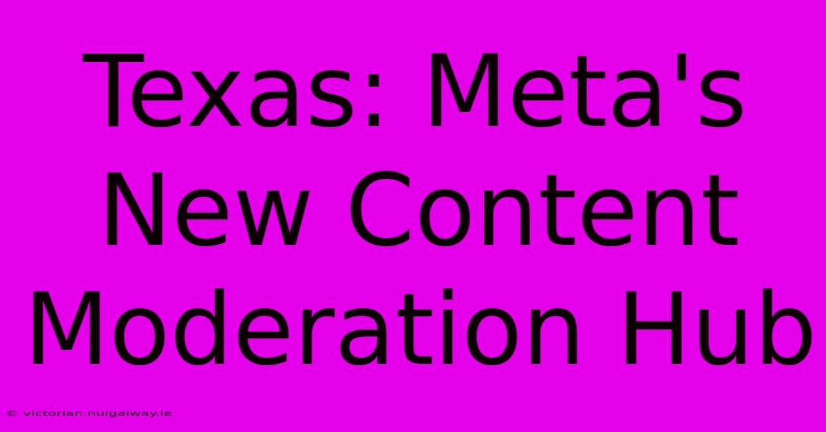 Texas: Meta's New Content Moderation Hub