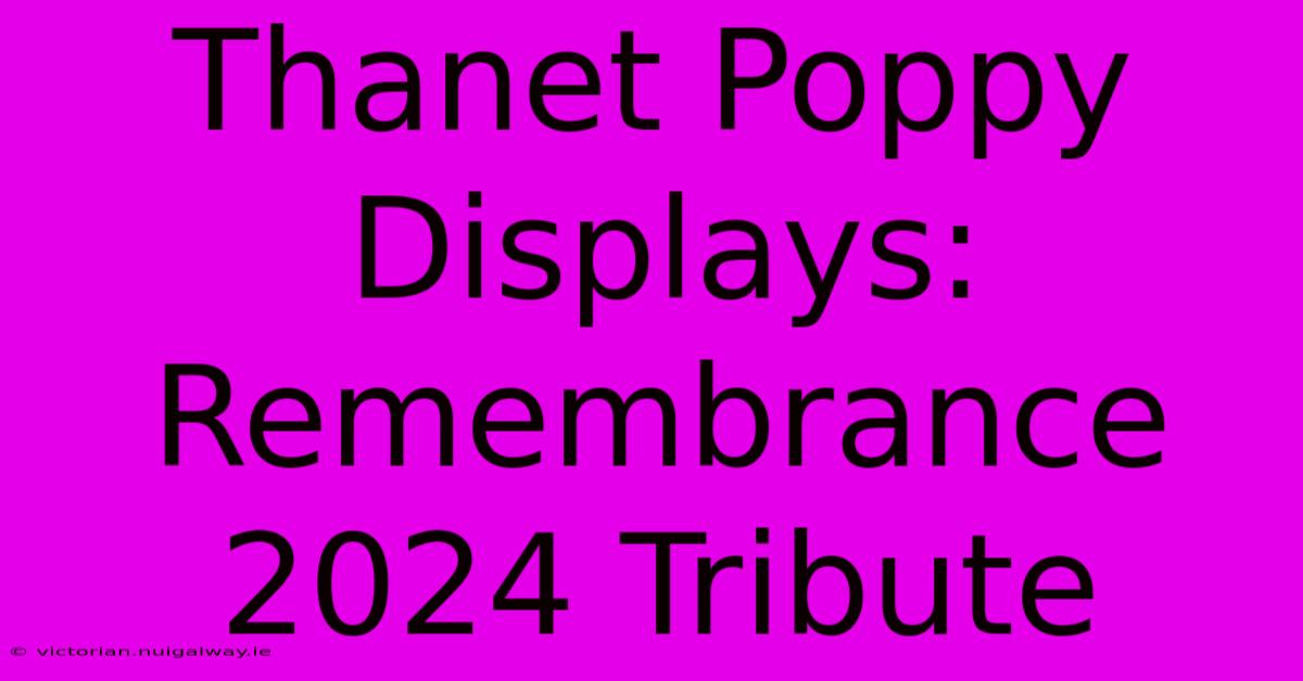 Thanet Poppy Displays: Remembrance 2024 Tribute 