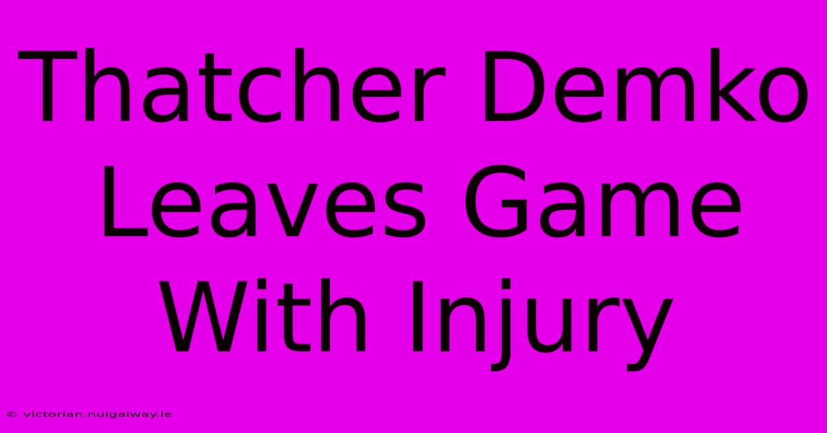 Thatcher Demko Leaves Game With Injury