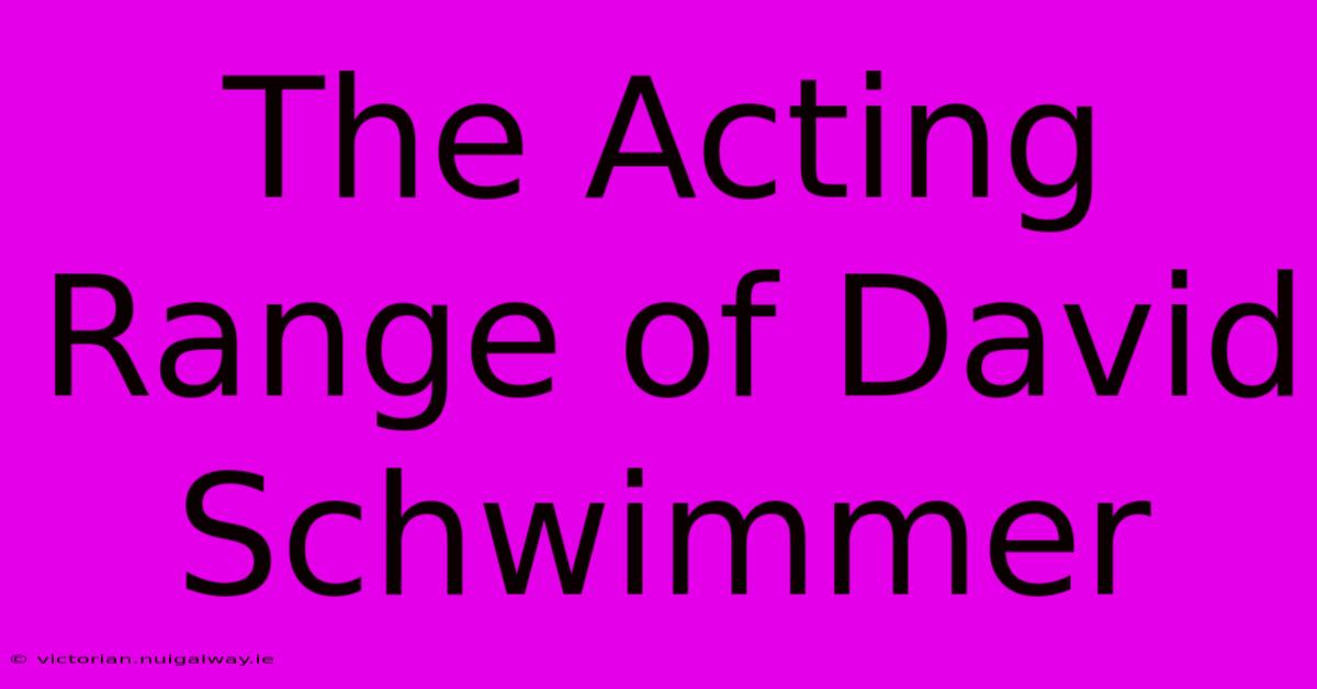 The Acting Range Of David Schwimmer