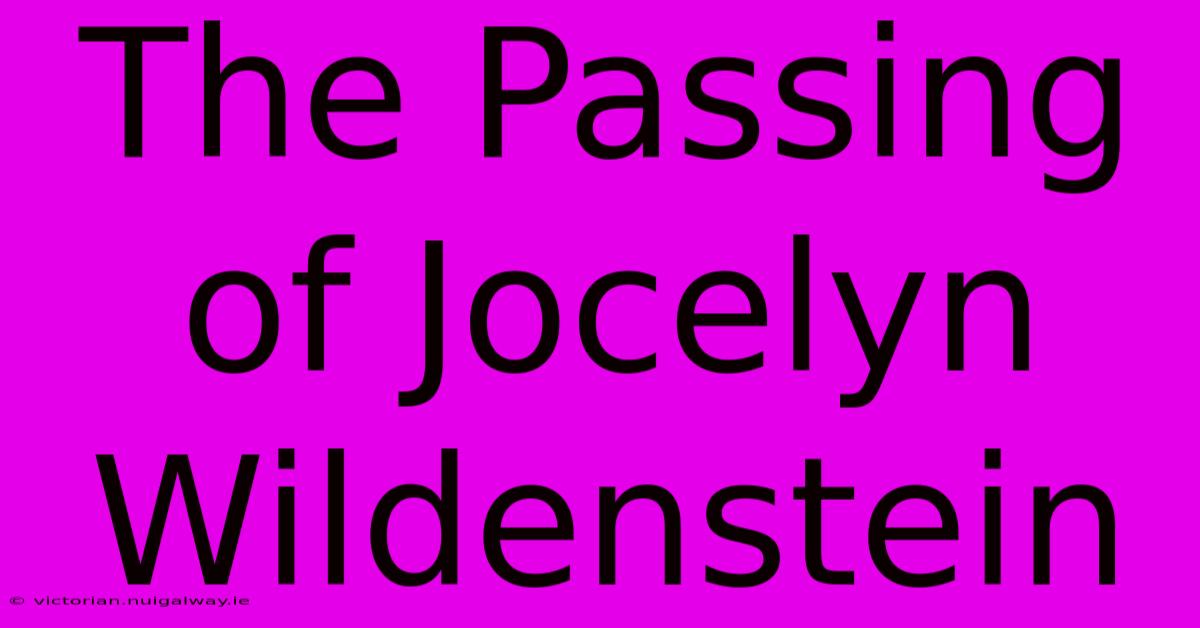 The Passing Of Jocelyn Wildenstein