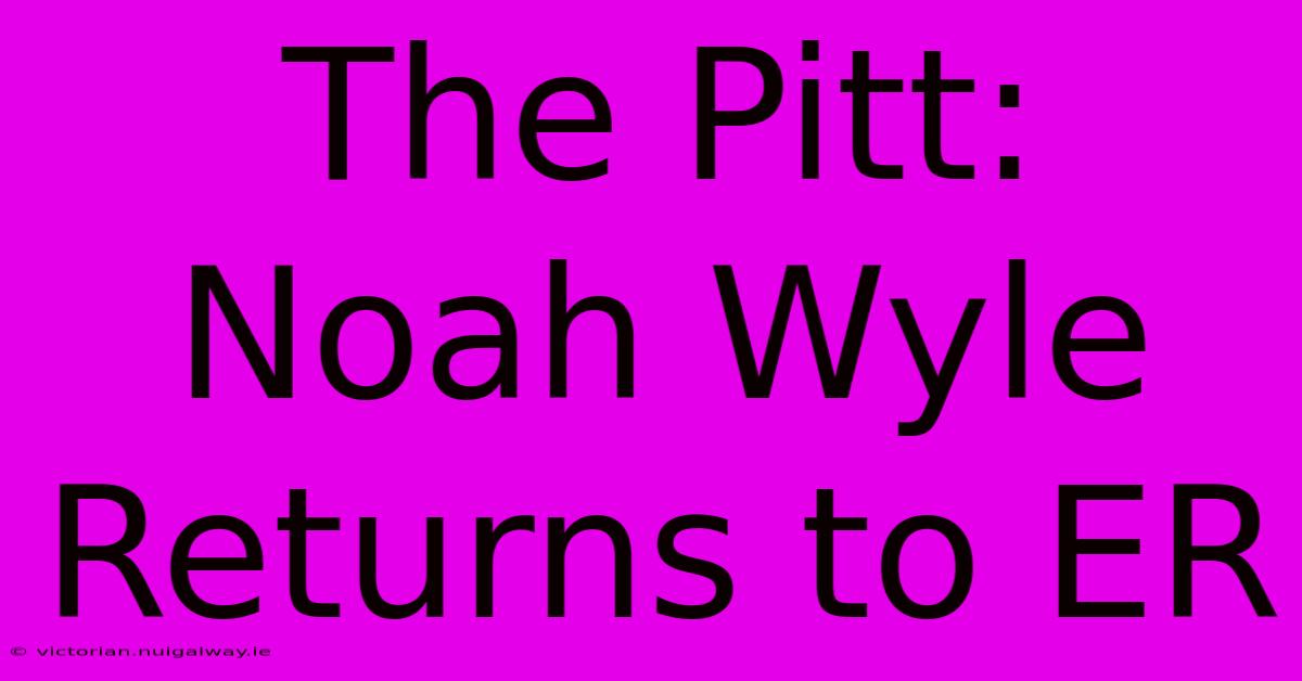 The Pitt: Noah Wyle Returns To ER