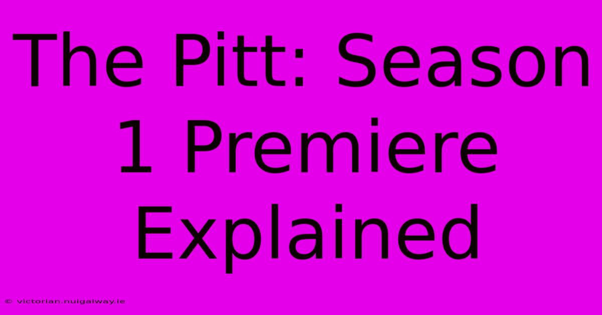 The Pitt: Season 1 Premiere Explained