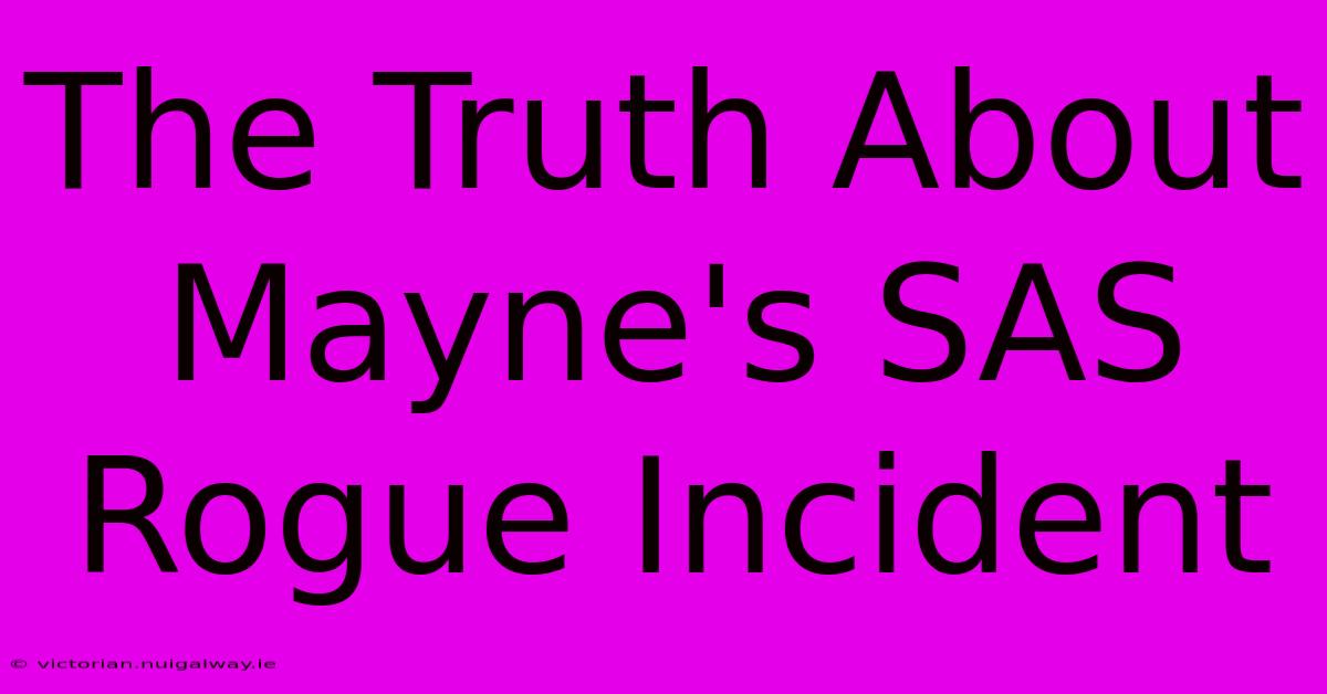 The Truth About Mayne's SAS Rogue Incident